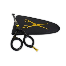 Massive Bee Store Rounded-Tip Trimming Scissors for Men – Stainless Steel High Carbon Beard, Mustache, and Ear Hair Grooming Scissor (Black-Round-Tip)