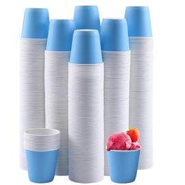 600Pack 3oz Disposable Paper Cups,Hot/Cold Beverage Drinking Cup，Small Blue Paper Cups for Bathroom and Mouthwash