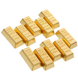 DECHOUS 10Pcs Miniature Gold Bar Models for Dollhouse Decorations - Alloy Gold Bar Golden Brick Decoration, 2.5x1.1x0.6cm