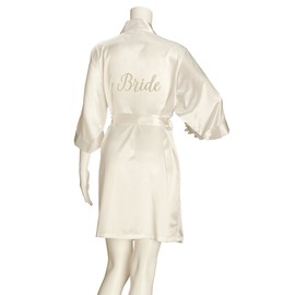 Lillian Rose BW100 I LB Ivory Satin Bride Robe, Small/Medium/Large/X-Large