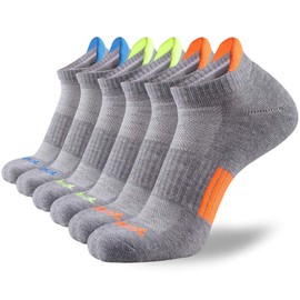 JOYNÉE Men’s Athletic Socks Low Cut Cushion Running Socks Breathable Comfort for Sports 6 Pack,Grey,Sock Size 10-13