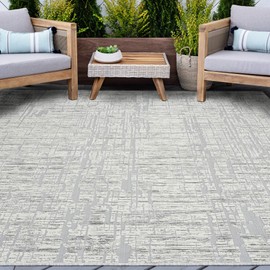 Grey/Gray Water Resistant Large Indoor Outdoor Rug 5x7 for Patio Entryway Deck Garden Outside Porch Hallway Entry Way Area - Waterproof Living Room Bedroom Kitchen Carpet Alfombras para Salas
