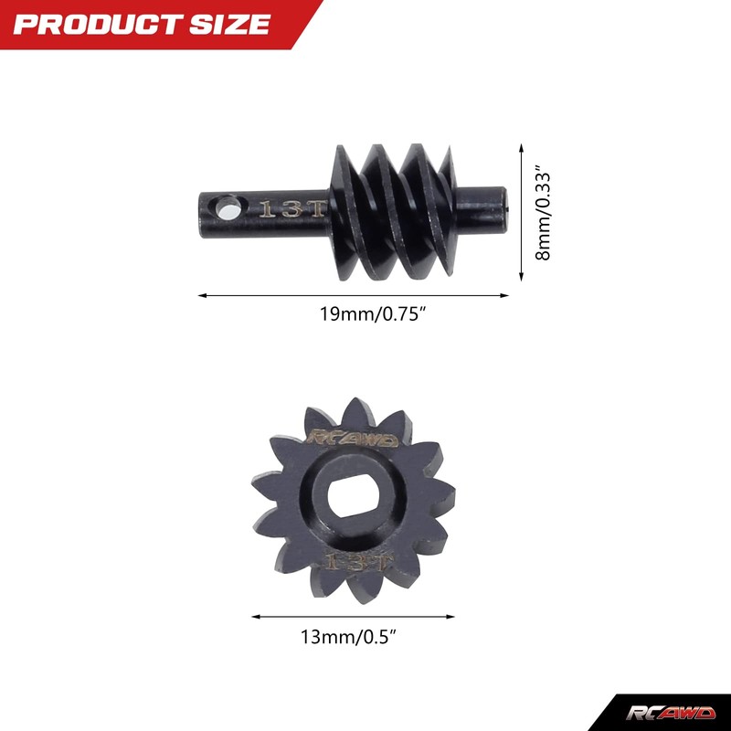 RCAWD 1 Set Hardened Steel Front Or Rear Worm Gears