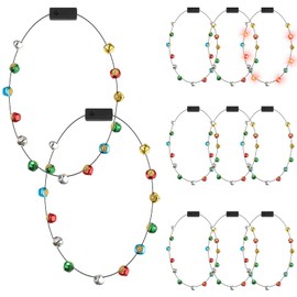 Equsion 12 Pack Jingle Bell Necklaces Bulk Light up Christmas Necklace with 13 Bells Glow Christmas Jingle Bell Necklace for Ugly Sweater Party Favors Holiday Party Accessories Prop Xmas Decor