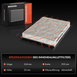 Frankberg 2x Cabin Air Filters with Activated carbon Compatible with Focus C-Max DM2 Focus III K.u.g.a I K.u.g.a II DM2 Mondeo IV BA7 C-Max DM2 Replace# AV6N19G244AA