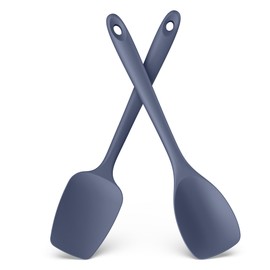 600ºF Heat Resistat Silicone Spoons: U-Taste Flexible Baking Spoon Spatula & Cooking Scoop Spoonula, Seamless Kitchen Utensils for Serving, Scraping, Scooping in Non-Stick Cookware (Midnight Blue）