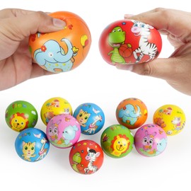 Ainiv Anti-Stress Toy Balls, Pack of 12 Animal Picture Stress Balls, 6 cm Foam Stress Relief Balls, Stress Relief Toy for Children Adults Party Bags Party Favours Children's Birthday Christmas
