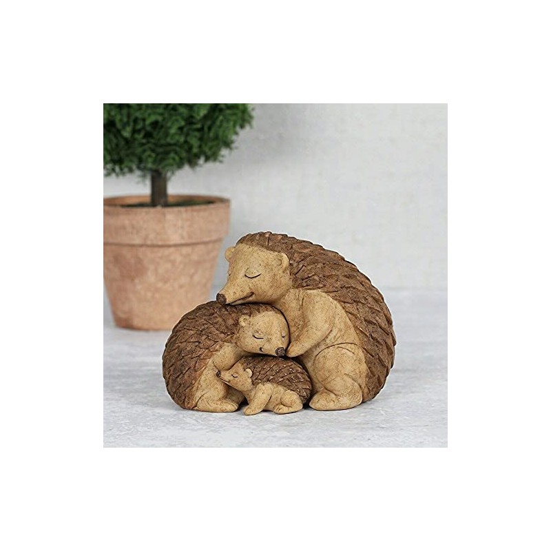 Adorable Brown Resin Hedgehog Family Ornament - 8cm x 11cm