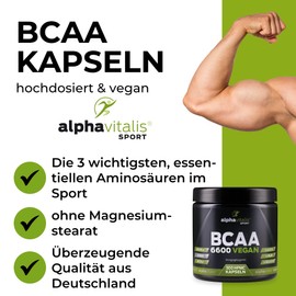 BCAA Kapseln 300 Stk. - 1100 mg BCAA pro Kapsel & Vitamin B6 - BCAA Kapseln hochdosiert - essentielle Aminosäuren L-Leucin, L-Valin, L-Isoleucin für Sportler - BCAA vegan Kapsel ohne Magnesiumstearat