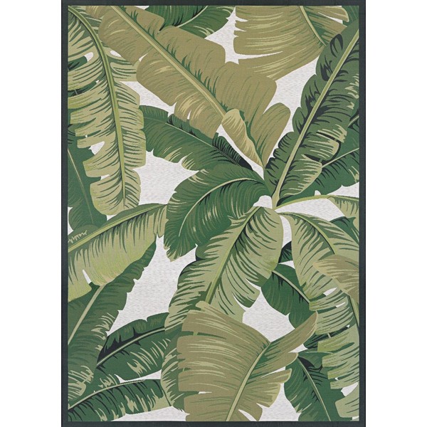 Couristan Dolce Palm Lily Indoor/Outdoor Area Rug, 5'3" x 7'6", Hunter Green-Ivory