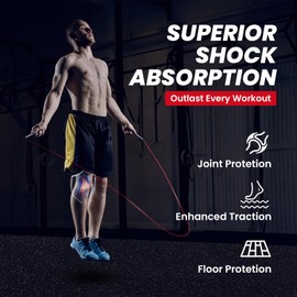 GCCSJ 0.79'' Extra-Thick Exercise Equipment Mats, 12 Pcs 48 Sq Ft Rubber Top Floor Tiles, EVA Foam Exercise Mat Tiles - Durable, Non-Slip, Interlocking Mat, Gym Flooring for Home Gym (Black)