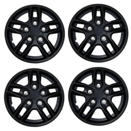 TuningPros WSC3-515B15 4pcs Set Snap-On Type (Pop-On) 15-Inches Matte Black Hubcaps Wheel Cover
