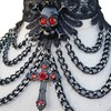 Women's Black Lace Choker Necklace – Adjustable Gothic Skull Cross