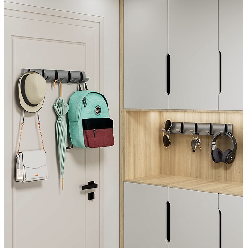 Coat Rack Wall Mounted with 3 Retractable Hooks, Heavy Duty