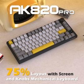 DAIDAI×AJAZZ AK820 PRO 75%4000mAh Battery, Type-C/2.4G/BT5.1, South-Facing RGB MOA Keycaps for Windows, Vista, Mac.…