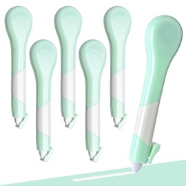 Temiary 6 Pcs White Out Tape Pens for Instant Correction, Aesthetic Pen Shape White-out Tapes, Easy to Use Applicator for Home Office Supplies, 0.27 Inches x 236 Inches (Green)