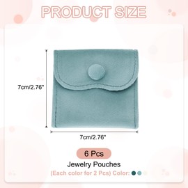 PATIKIL Velvet Jewelry Pouches, 6 Pcs Jewelry Packaging Gift Bags with Snap Button for Bracelet Rings Watch Necklace, (3"x3"/3"x3"/3"x3") Blue/Dark Green/White