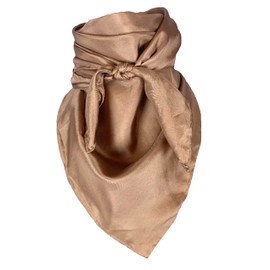Wyoming Traders Solid Cowboy Wild Rag 100% Silk Scarf Bandana Multiple Colors L 34.5" and XL 42" (Tan, 34.5")