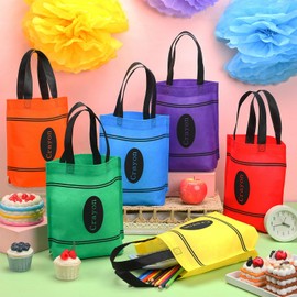 Hosuly 24 Pcs Back to School Crayon Tote Bags End of Year Gift Bags Bulk Goodies Decor for Graduation Party Supplies