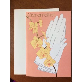 Unused Vintage Mother's Day Card Grandmother White Gloves and Yellow Orchids