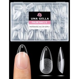 UNA GELLA Uñas postizas de almendra, 216 unidades, uñas de almendra, uñas preformadas, puntas de almendra para uñas acrílicas de cobertura completa, u