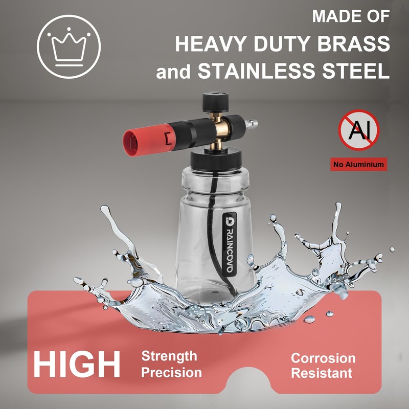 Raincovo Foam Cannon Wide Mouth for Pressure Washer, Thick Snow