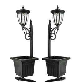Sun-Ray Kambria Multi Function 2-Piece Set of Solar Lights with Posts, Ground Stakes, Planters, & Wall Mount Hardware, Outdoor Lights for Patio, Porch, Deck, Yard