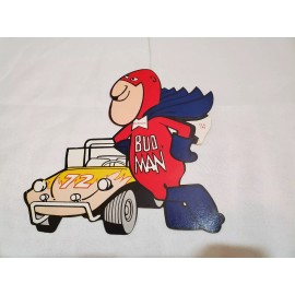 Budweiser 1970'S Budweiser Bud Man w/ 72 Car Sticker, Guitar Decal, Display Advertisement
