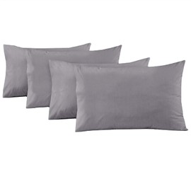AL NOOR HOME Premium Grey 4 Pack Pillowcases - 100% Egyptian Cotton with 200 Thread Count - Envelope Closure - Hotel Quality Wrinkle Free Soft and Breathable Pillow Covers