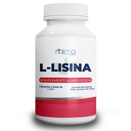 NAIMA, L-Lisina, 200 cápsulas | Suplemento Alimenticio 100% Puro | Ingredientes Naturales, Sin Aditivos | Bienestar General, Recuperación y Protección | Energía y Vitalidad