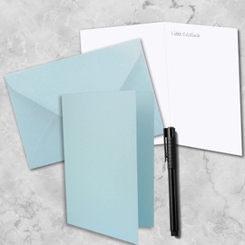 25 x Folding Card Set DIN A5 - Light Blue with Envelopes DIN C5 and Matching Inserts in White - Blank Folding Cards 14.8 x 21 cm