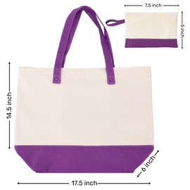 HIFA Canvas Tote Bag and Makeup Bag Set for Women - Two-Tone, Top Zipper Closure, Extra Inner Pocket, Organic Cotton, Sturdy - Multipurpose Shoulder Bag Suitable for Shopping, Grocery, Beach, Travel