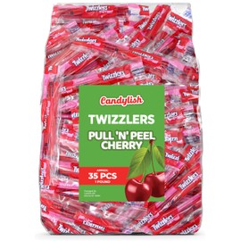 Twizlers Pull 'n' Peel Cherry Bulk Pack, 1 lb (Approx. 35 Pieces) - Fun and Delicious Cherry Flavored Licorice Candy