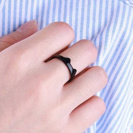 Zeshimb Cute Cat Ring for Girls Women Adjustable Open Kitty-shaped Ring Lovely Black Cat Ears Finger Ring Kitten Pet Gift Jewelry for Cat Lovers