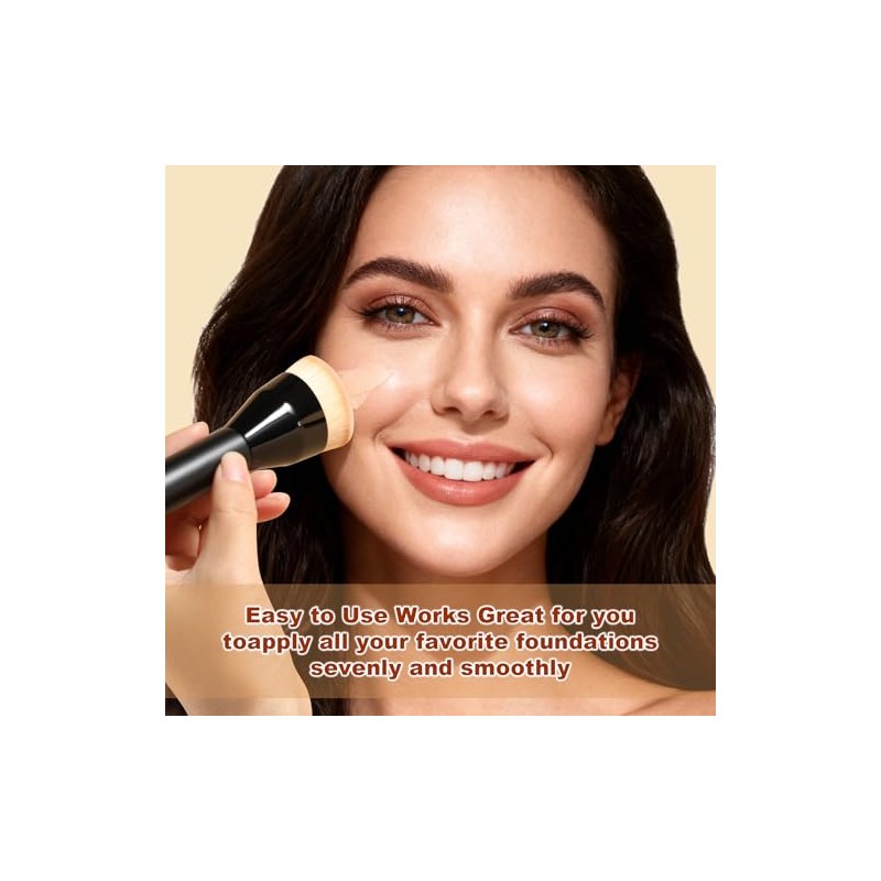 Brocha Kabuki Punta Plana Base Maquillaje Profesional Líquida Difuminar Líquido