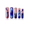 24Pcs Blue Gradient Curved Press on Nails Long Square Fake