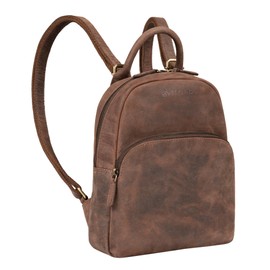 STILORD 'Ruby' Daypack Women's Leather Backpack Small Leather Backpack Vintage Backpack Handbag City Backpack for Going Out Shopping Daypack S Genuine Leather, Veleta - brown.