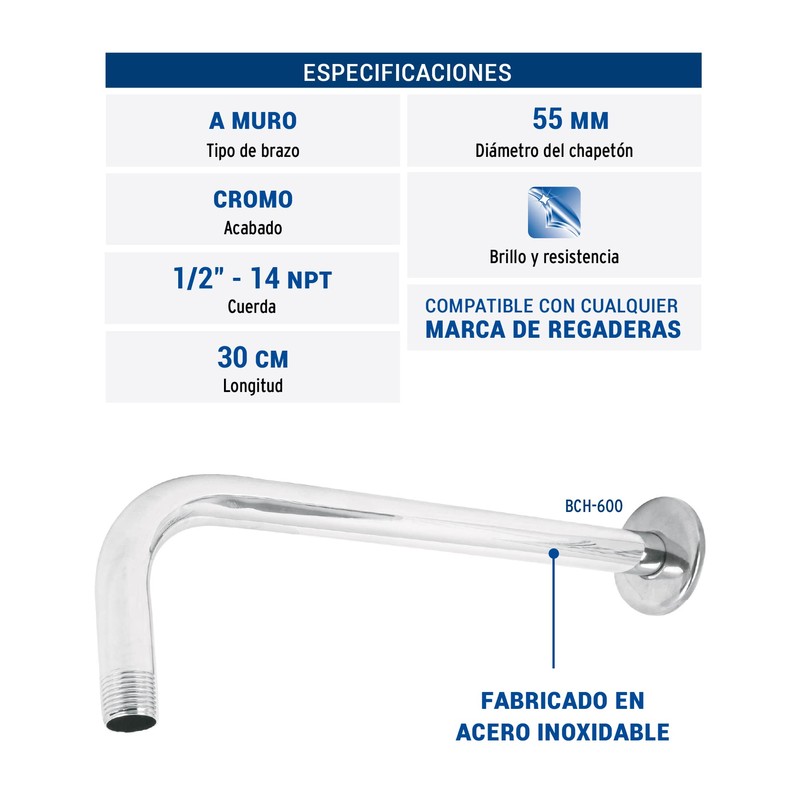Foset Aqua BCH-600, Brazo y chapetón de repuesto para regadera