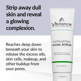 Vibriance Ultra-Gentle Face Scrub, 4 fl oz - Exfoliating Facial Wash Unclogs Pores - Sulfate and Paraben-Free Exfoliator For All Skin Types - Made with Natural Ingredients