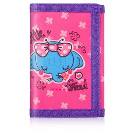 ZHONYEE RFID Cartoon Canvas Kids Blocking Wallets, Cute Canvas Outdoor Sports Trifold Wallets with Magic Sticker & Zippered Pocket
