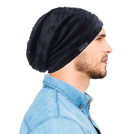 Ruphedy Men Summer Slouchy Beanie Long Baggy Thin Lightweight Skull Cap B011h (B401-Black)
