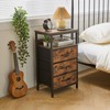 IBUYKE Nightstand with Charging Station,Side Table with Fabric Drawers, Bedside