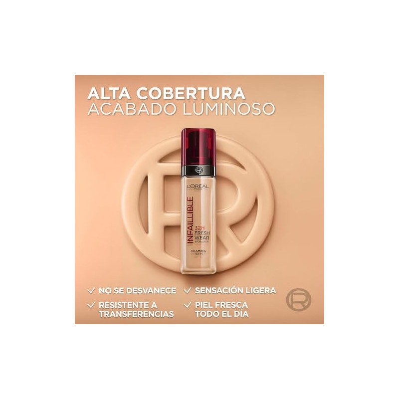 L'Oreal Paris Infallible 32H Freshwear Base de Maquillaje, Tono 125