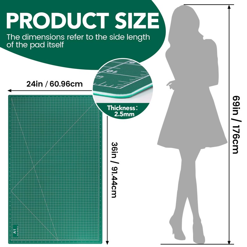 CLOYAN Large Cutting Mat 24"x36", 1 Pack Double-Sided 5-Ply Self