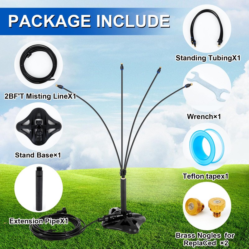 VIHOSE 2 Set Standing Misters for Outside Patio, Portable Stand