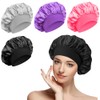Satin Bonnet, 4PCS Hair Bonnet for Sleeping, Silk Bonnet Shower