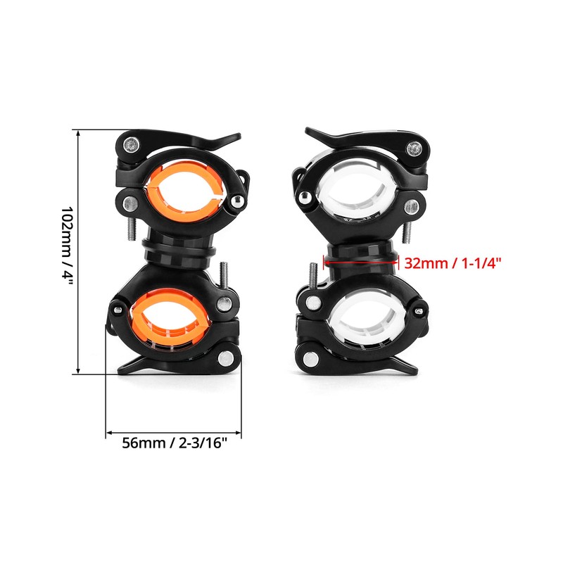 QWORK Pack of 2 Bicycle Light Holders, 360° Rotatable Light