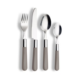 Echtwerk Besteck Set “Bistro“, mit Kunststoffgriffen, Campingbesteck, Picknickbesteck, leichtes Reisebesteck, Outdoor-Besteck für Grillen im Freien, 16-teilig, bis zu 4 Personen, Edelstahl 18/0, Grau