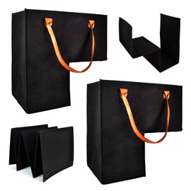 (2 PACK) Stair Basket -Foldable L-Shape step Storage Basket with 2 Pcs Supporting Insert and PU Leather Handle, for Carpeted and Wooden Stairs, Suitable for Toys,Clothes,Books,Computers (Black)