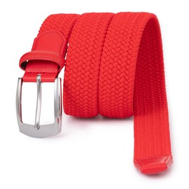 ayamoti Woven Elastic Braided Belts Womens Stretch Belt Limitless Adjust Multicolored Golf Belts for Man 1 3/8 Fashion Casual (Red, M)